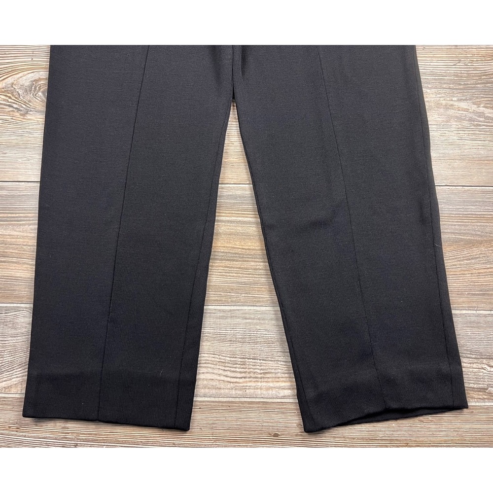 Misook Pants PL Womens Black Classic Knit Stretch Waist Taper Straight Ankle - Picture 2 of 10